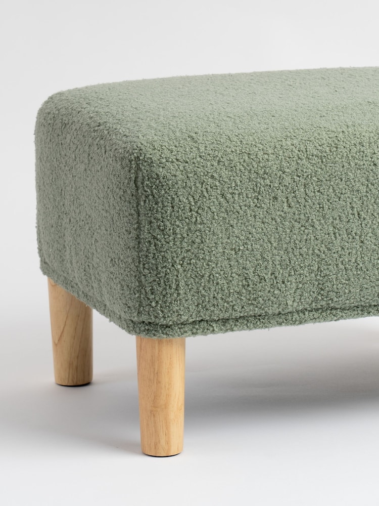 Scottish Everlastings Ltd Light Green Boucle Footstool - Image 3 of 3 Scottish Everlastings Ltd Light Green Boucle Footstool - Image 3 of 3