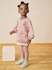 Pink Stripped Padded Bows Long Sleeve Top and Leggings Set (3mths-7yrs) - Image 1 of 8