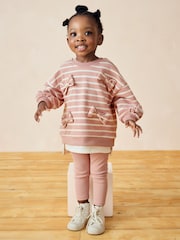 Pink Stripped Padded Bows Long Sleeve Top and Leggings Set (3mths-7yrs) - Image 2 of 8