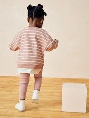 Pink Stripped Padded Bows Long Sleeve Top and Leggings Set (3mths-7yrs) - Image 3 of 8