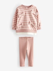 Pink Stripped Padded Bows Long Sleeve Top and Leggings Set (3mths-7yrs) - Image 6 of 8