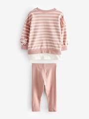 Pink Stripped Padded Bows Long Sleeve Top and Leggings Set (3mths-7yrs) - Image 7 of 8