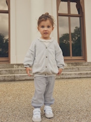 Blue Long Sleeve 100% Cotton Cardigan and Wide Leg Joggers Set (3mths-7yrs) - Image 1 of 7