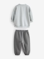 Blue Long Sleeve 100% Cotton Cardigan and Wide Leg Joggers Set (3mths-7yrs) - Image 5 of 7