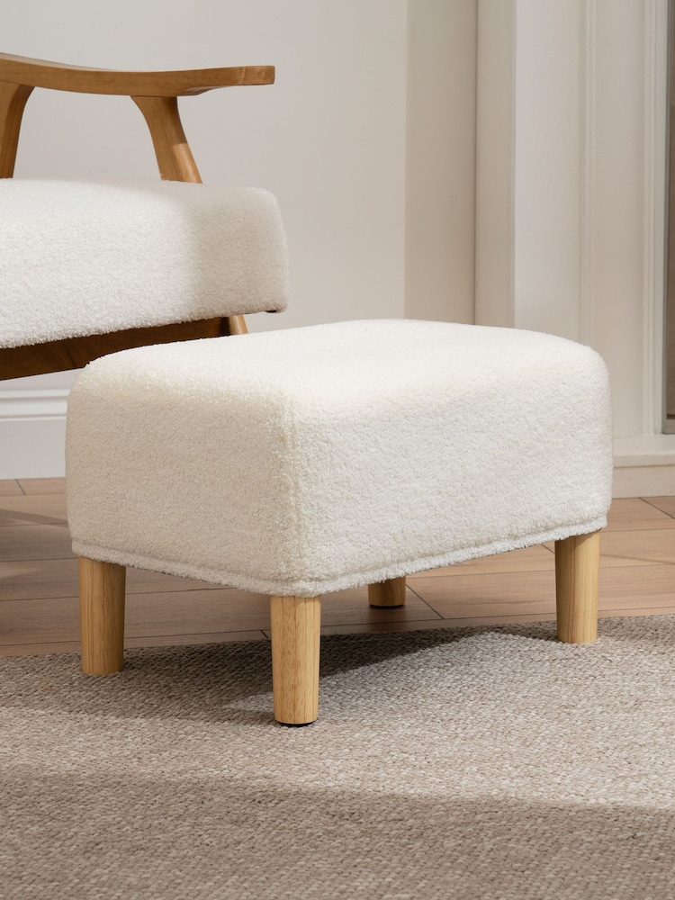 Scottish Everlastings Ltd Cream Boucle Footstool - Image 1 of 3 Scottish Everlastings Ltd Cream Boucle Footstool - Image 1 of 3