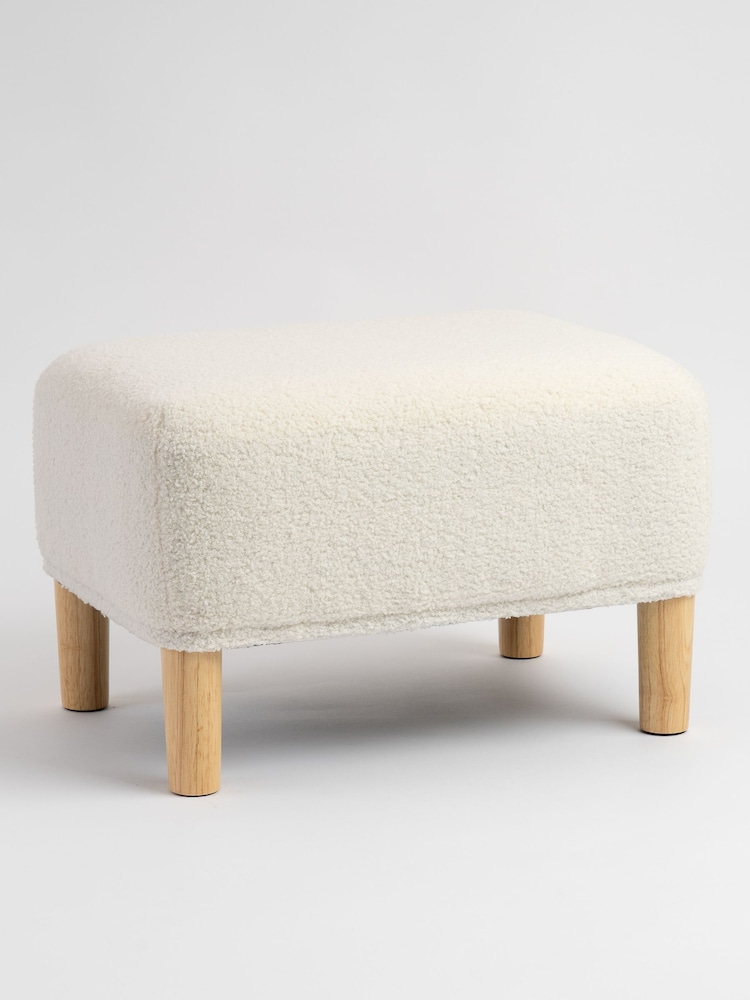 Scottish Everlastings Ltd Cream Boucle Footstool - Image 2 of 3 Scottish Everlastings Ltd Cream Boucle Footstool - Image 2 of 3