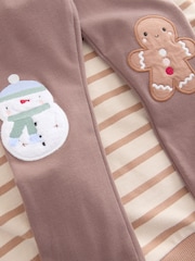 Pink Stripe Christmas Padded Characters Long Sleeve Top and Leggings Set (3mths-7yrs) - Image 4 of 4