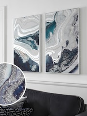 Set of 2 Blue Framed Wall Art - Image 1 of 6