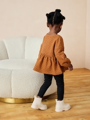 Animal Padded Cat Peplum 100% Cotton Top and Leggings Set (3mths-7yrs) - Image 1 of 2