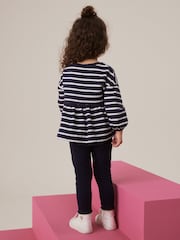 Navy Stripe Peplum 100% Cotton Top and Leggings Set (3mths-7yrs) - Image 3 of 7