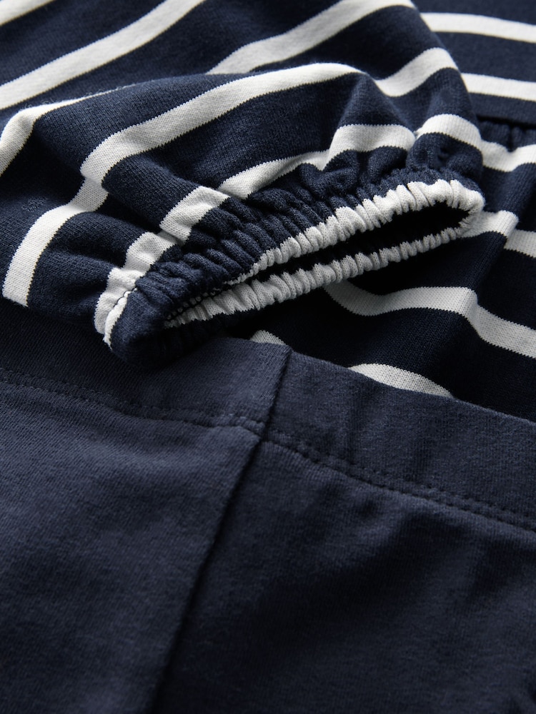 Navy Stripe Peplum 100% Cotton Top and Leggings Set (3mths-7yrs) - Image 7 of 7