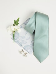 Sage Green Tie, Pocket Square and Cufflinks Gift Box Set - Image 2 of 4