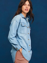 Bleach Blue Oversized Denim Shirt - Image 1 of 4