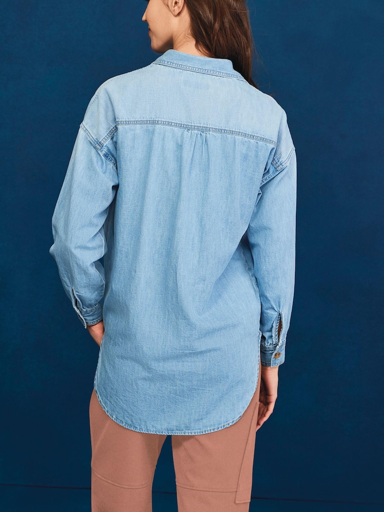 Bleach Blue Oversized Denim Shirt - Image 2 of 4