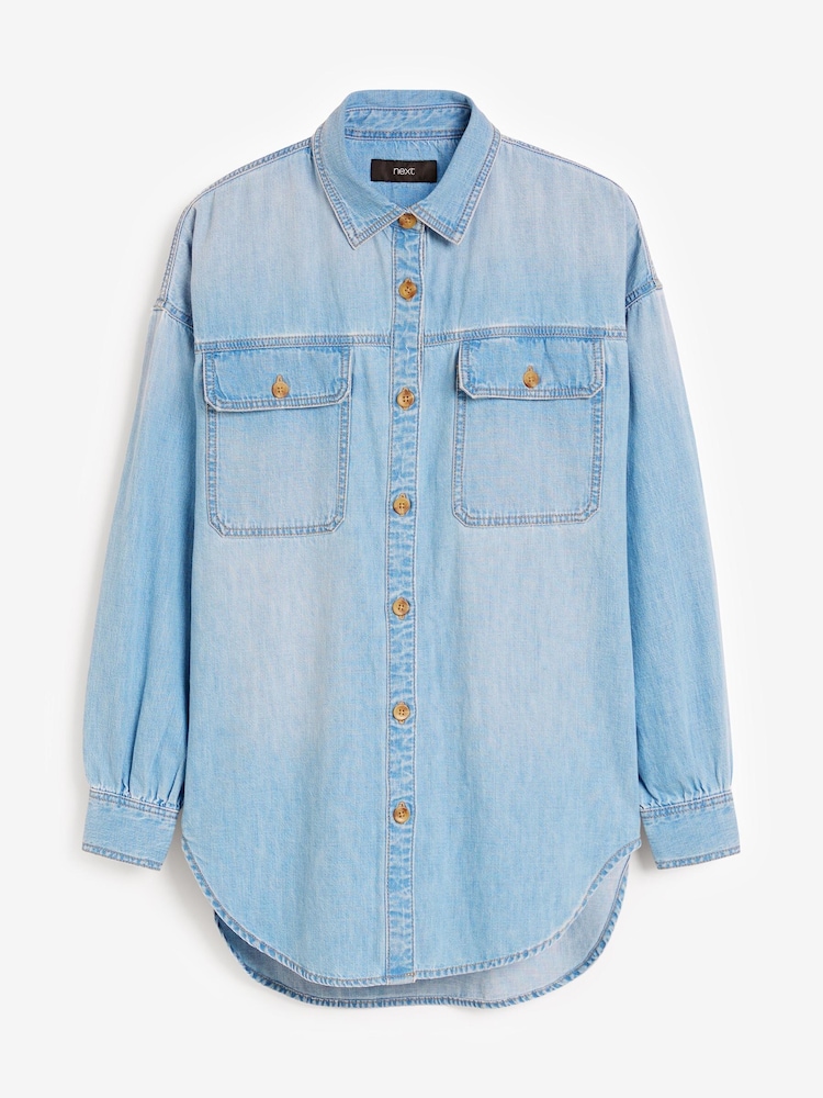 Bleach Blue Oversized Denim Shirt - Image 4 of 4