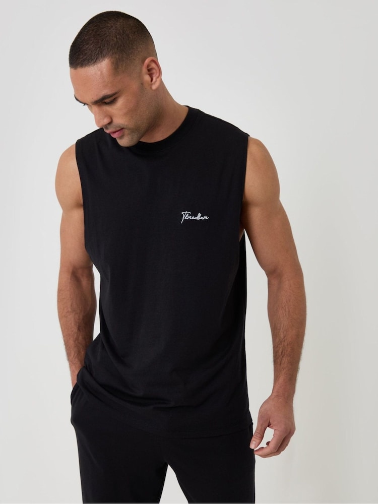 Threadbare Black Relaxed Fit Sleeveless Lounge Set - Image 1 of 4 Threadbare Black Relaxed Fit Sleeveless Lounge Set - Image 1 of 4