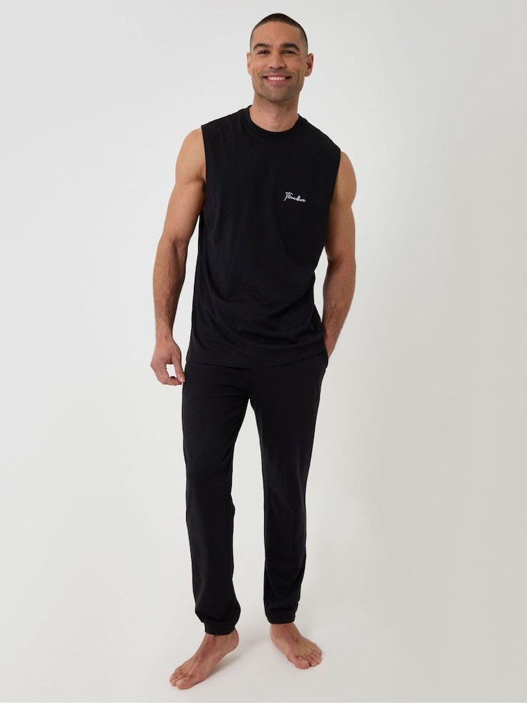 Threadbare Black Relaxed Fit Sleeveless Lounge Set - Image 4 of 4 Threadbare Black Relaxed Fit Sleeveless Lounge Set - Image 4 of 4