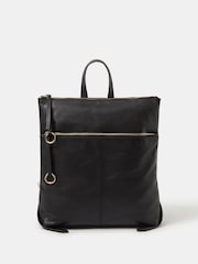 Accessorize Black Double Zip Leather Backpack - Image 1 of 2