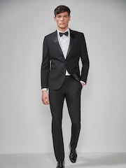 Black Slim Fit Tuxedo Suit Jacket - Image 2 of 5
