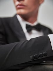 Black Slim Fit Tuxedo Suit Jacket - Image 5 of 5
