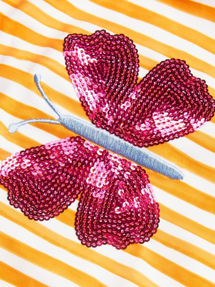 Angels By Accessorize Yellow Girls Butterfly Embellished Stripe Swimsuit - Image 2 of 2 Angels By Accessorize Yellow Girls Butterfly Embellished Stripe Swimsuit - Image 2 of 2