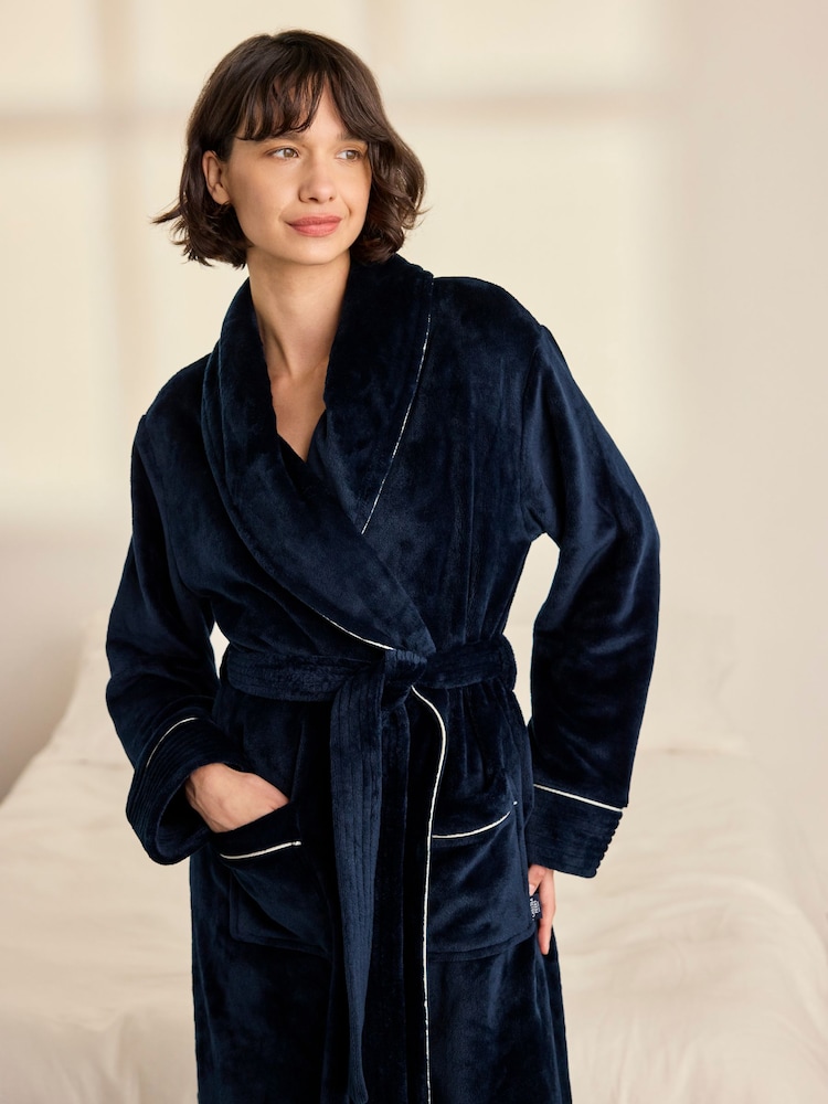 Chelsea Peers Blue Fleece Dressing Gown - Image 2 of 5 Chelsea Peers Blue Fleece Dressing Gown - Image 2 of 5