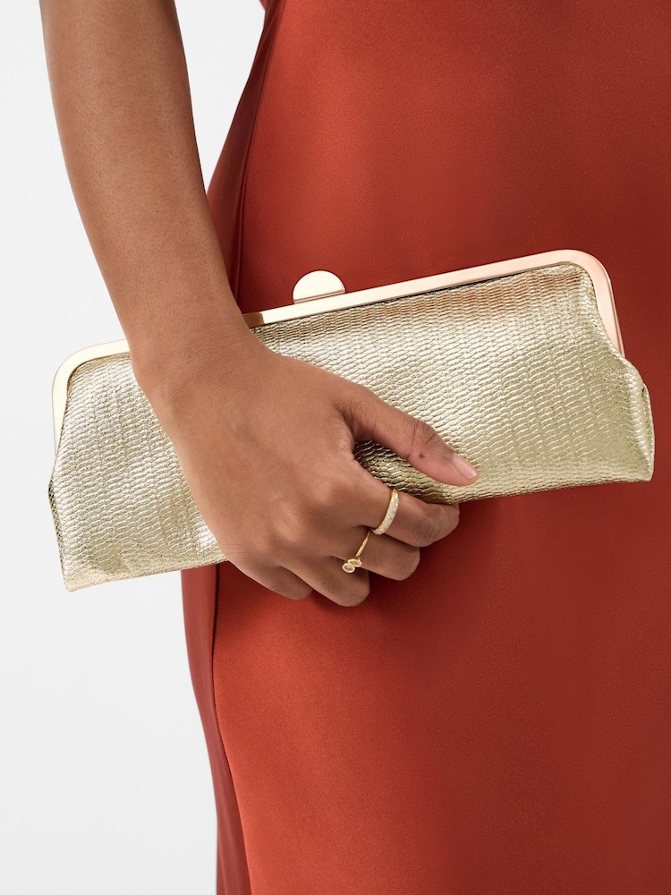 Accessorize Gold Clip Frame Clutch Bag - Image 3 of 3 Accessorize Gold Clip Frame Clutch Bag - Image 3 of 3