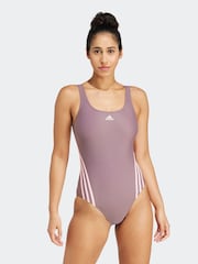 adidas Purple 3 Stripe Swimsuit - Image 1 of 7