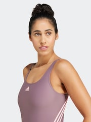 adidas Purple 3 Stripe Swimsuit - Image 3 of 7