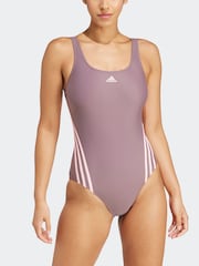 adidas Purple 3 Stripe Swimsuit - Image 4 of 7