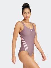 adidas Purple 3 Stripe Swimsuit - Image 5 of 7