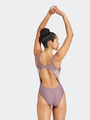 adidas Purple 3 Stripe Swimsuit - Image 6 of 7