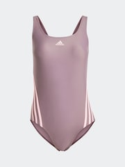adidas Purple 3 Stripe Swimsuit - Image 7 of 7