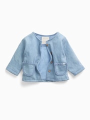 MORI Light Wash Denim Quilted Button Down Jacket - Bilde 1 av 3