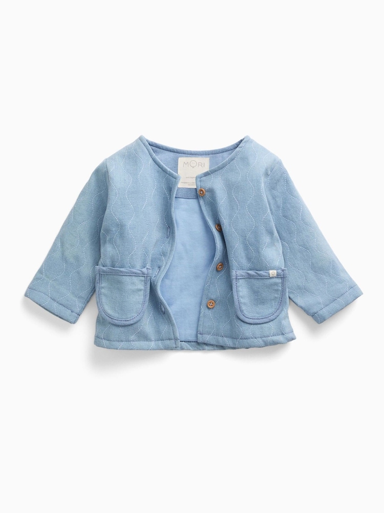 MORI Light Wash Denim Quilted Button Down Jacket - Bilde 1 av 3 MORI Light Wash Denim Quilted Button Down Jacket - Bilde 1 av 3