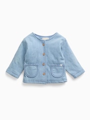 MORI Light Wash Denim Quilted Button Down Jacket - Bilde 2 av 3