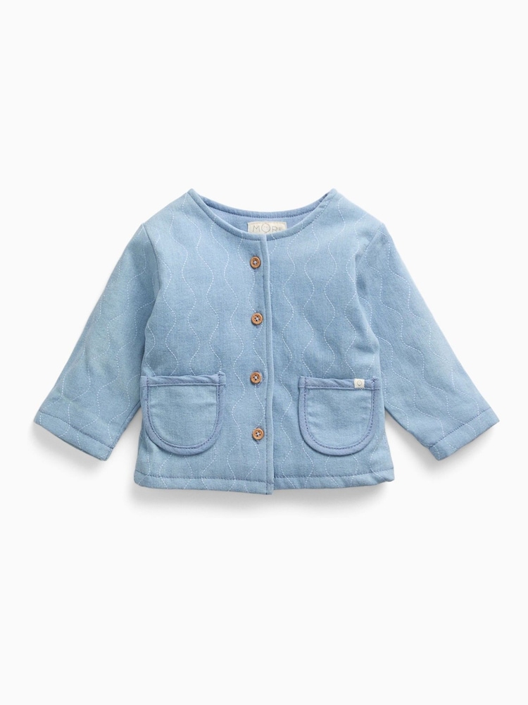 MORI Light Wash Denim Quilted Button Down Jacket - Bilde 2 av 3 MORI Light Wash Denim Quilted Button Down Jacket - Bilde 2 av 3