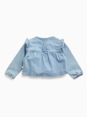 MORI Denim Frill Long Sleeve Blouse - Bild 3 av 3
