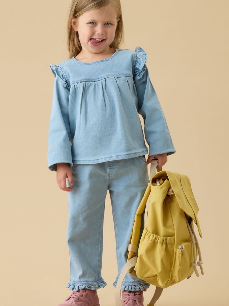 MORI Blue Denim Frill Trousers - Image 2 of 3 MORI Blue Denim Frill Trousers - Image 2 of 3
