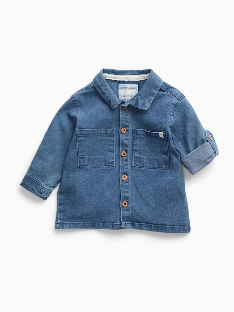 MORI Dark Blue Denim Button-Down Shirt - Image 2 of 2 MORI Dark Blue Denim Button-Down Shirt - Image 2 of 2