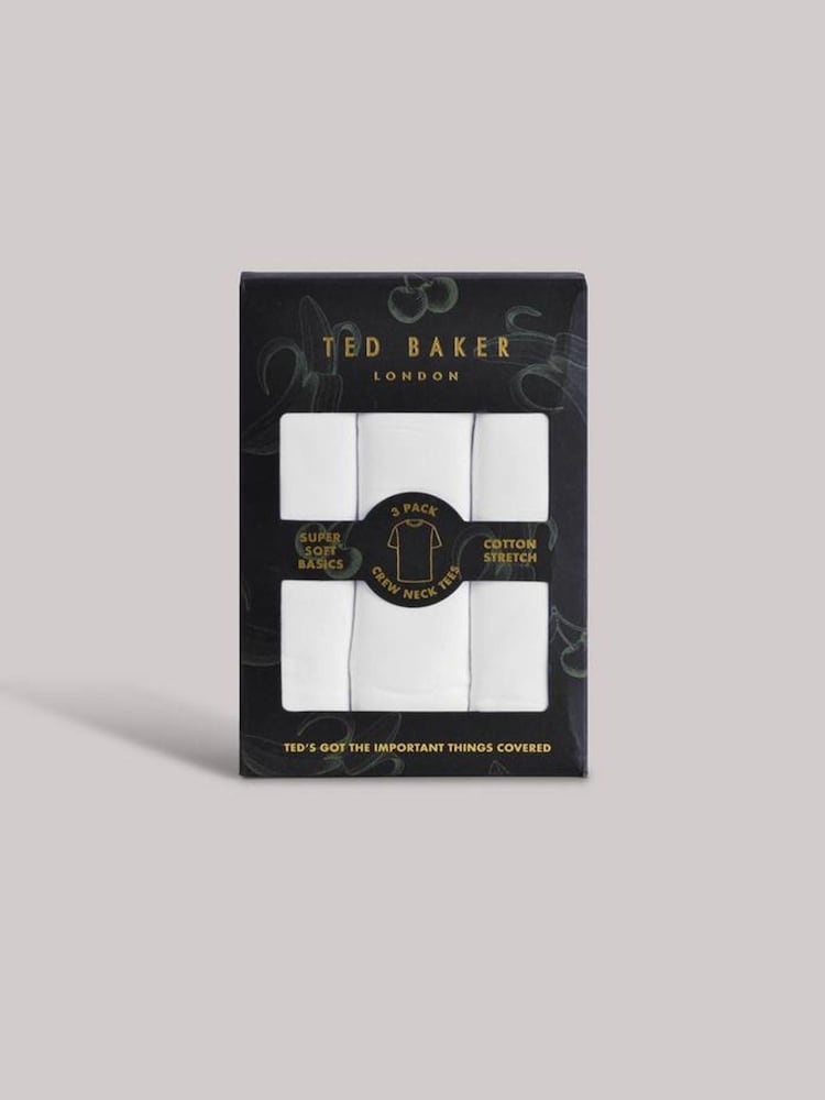 Ted Baker White Crew Neck T-Shirts 3 Pack - Image 2 of 2