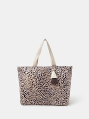 Accessorize Black Leopard Print Beach Tote Bag - Image 1 of 2