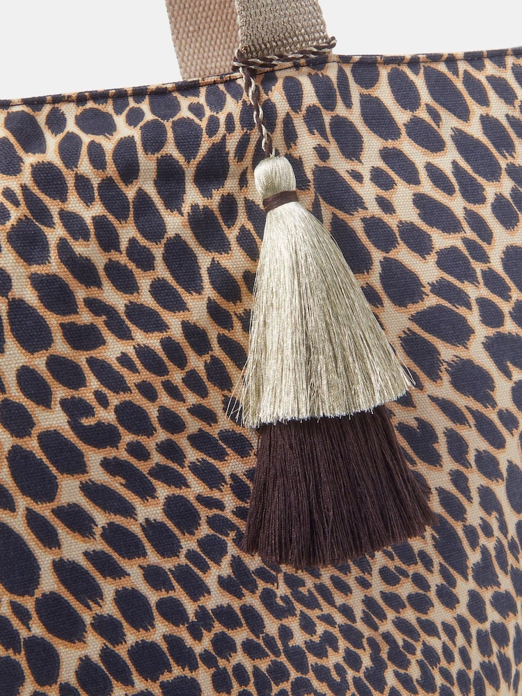 Accessorize Black Leopard Print Beach Tote Bag - Image 2 of 2 Accessorize Black Leopard Print Beach Tote Bag - Image 2 of 2