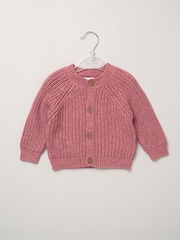 Рожевий - Rock-A-Bye Baby Boutique Chunky Knitted Embroidered Cardigan - Image 2 of 3