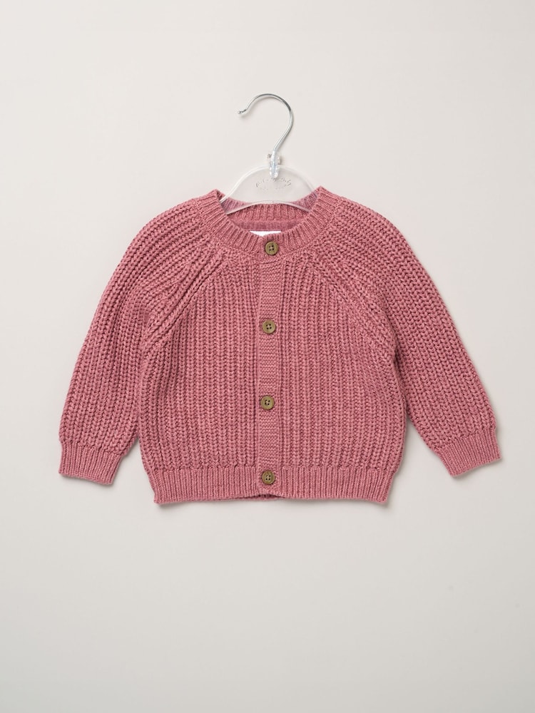 Рожевий - Rock-A-Bye Baby Boutique Chunky Knitted Embroidered Cardigan - Image 2 of 3