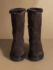 Коричнева замша - Russell & Bromley Elmley Shearling Midi Boots - Image 3 of 7