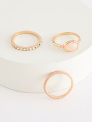 Gold Tone Semi Precious Stone Ring Pack Made With Recycled Zinc - Image 3 of 3