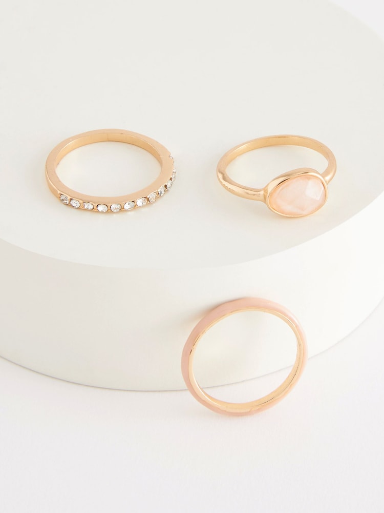 Gold Tone Semi Precious Stone Ring Pack Made With Recycled Zinc - Image 3 of 3