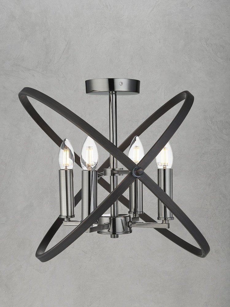 Searchlight Metal Eternity 4 Light Semi Flush Light Fitting - Image 1 of 3 Searchlight Metal Eternity 4 Light Semi Flush Light Fitting - Image 1 of 3