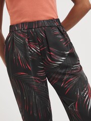 JD Williams Palm Print Satin Wide Leg Black Trousers - Image 5 of 5